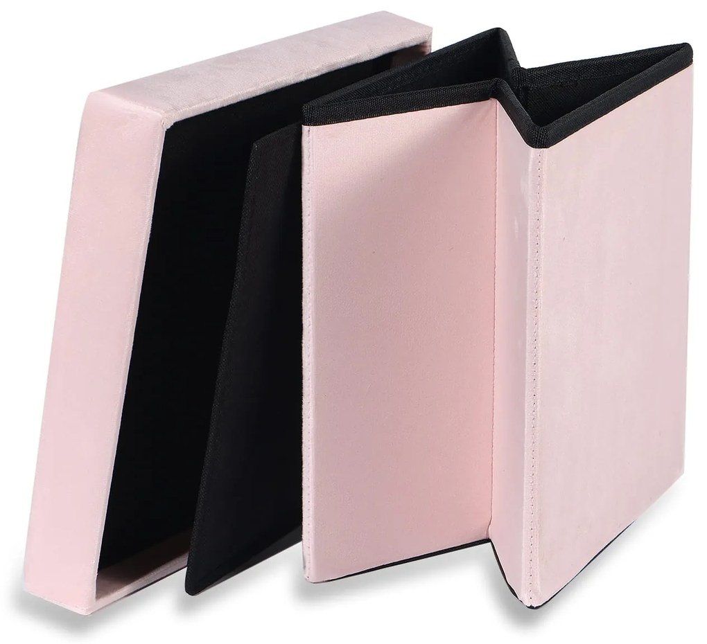 Taburet pliabil roz CUBEXO VELVET M