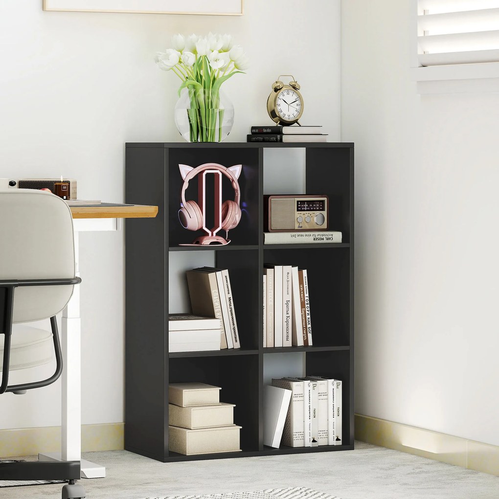 HOMCOM Bibliotecă Modernă Modulară cu 6 Compartimente din PAL, Maro | Aosom Romania