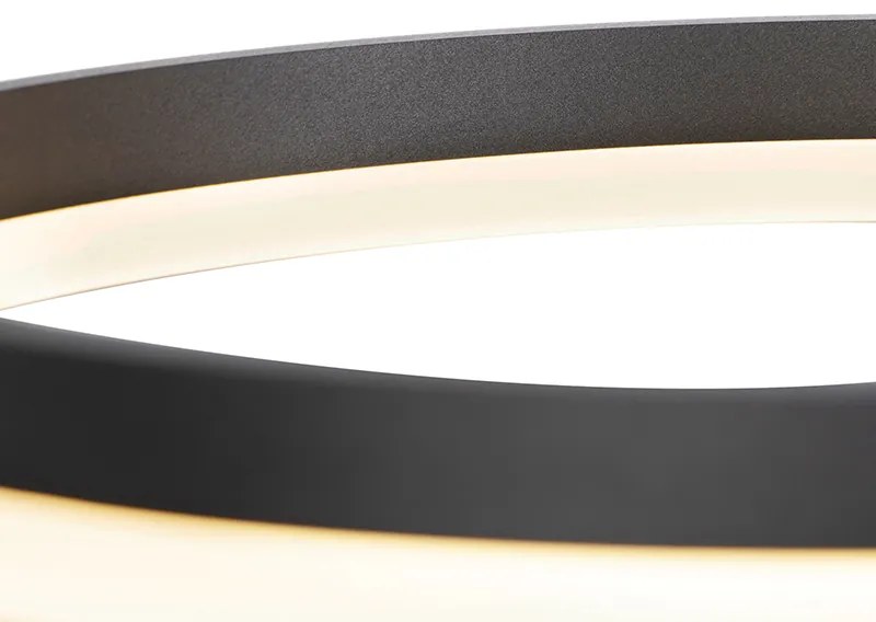 Lampă pendant de design neagră 40 cm inclusiv LED cu dimmer în 3 trepte - Anello