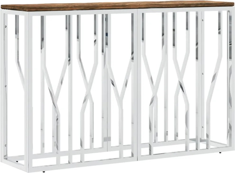 vidaXL Consolă din oțel inoxidabil și lemn masiv reciclat