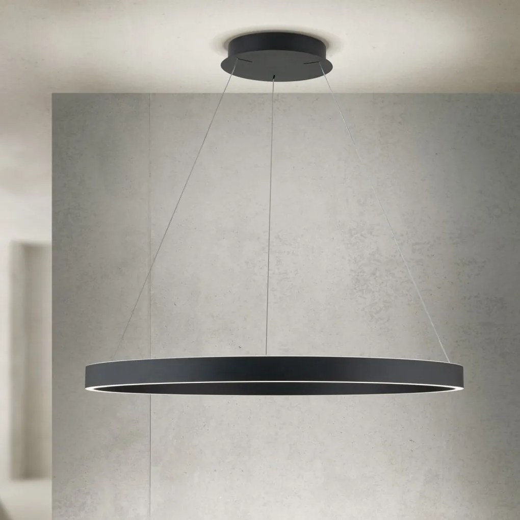 Lustra LED circulara iluminat sus si jos KOLK negru 80cm