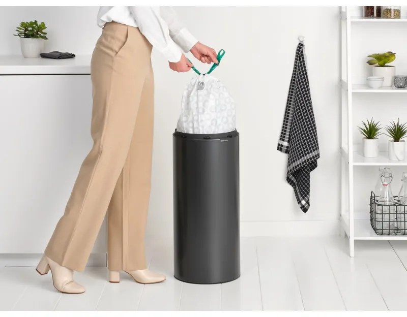 Cos de gunoi Brabantia Touch Bin New 1008860, 30 L, Inchidere silentioasa si lina, Gri inchis