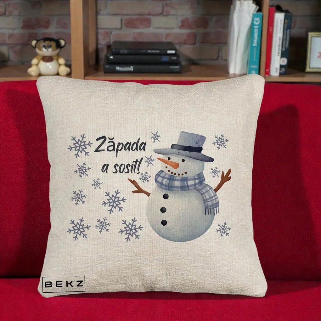 Perna Decorativa Zapada a Sosit Om de Zapada, 40x40 cm, Bej Canapea, Husa Detasabila, Perna Inclusa, BEKZ®