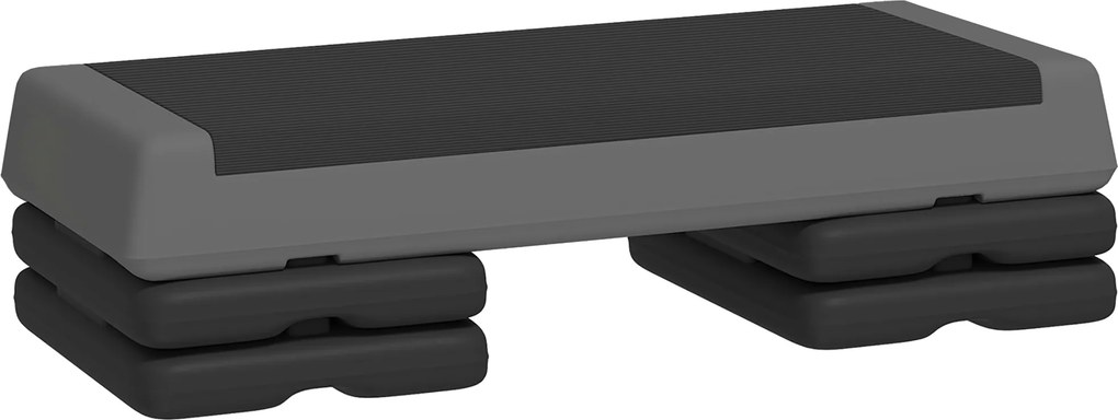 SPORTNOW Step Aerobic Reglabil pe 3 Nivele 10/20/30 cm, Step Aerobic Antiderapant cu Capacitate 250 kg, 77x37x16 cm, Gri | Aosom Romania