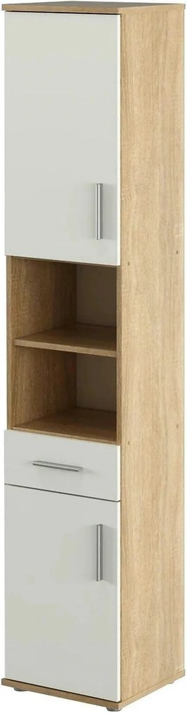 Dulap LESSY NEW 05, stejar sonoma/alb mat, DTD laminat, cu 2 usi si un