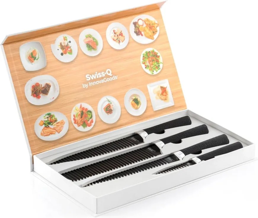 Set 4 cuțite din inox InnovaGoods Swiss Q Shark