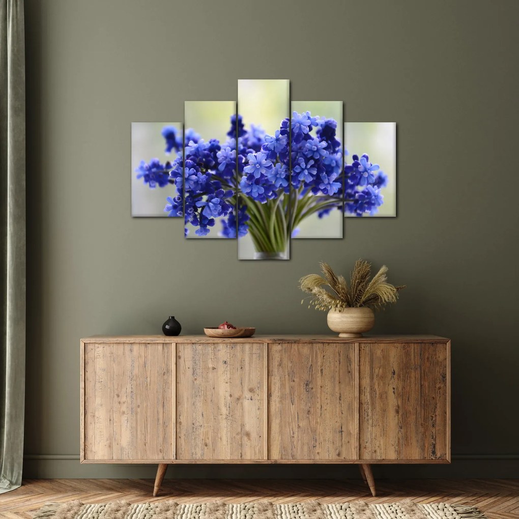 Tablou buchet cu flori albastre (150x105 cm)