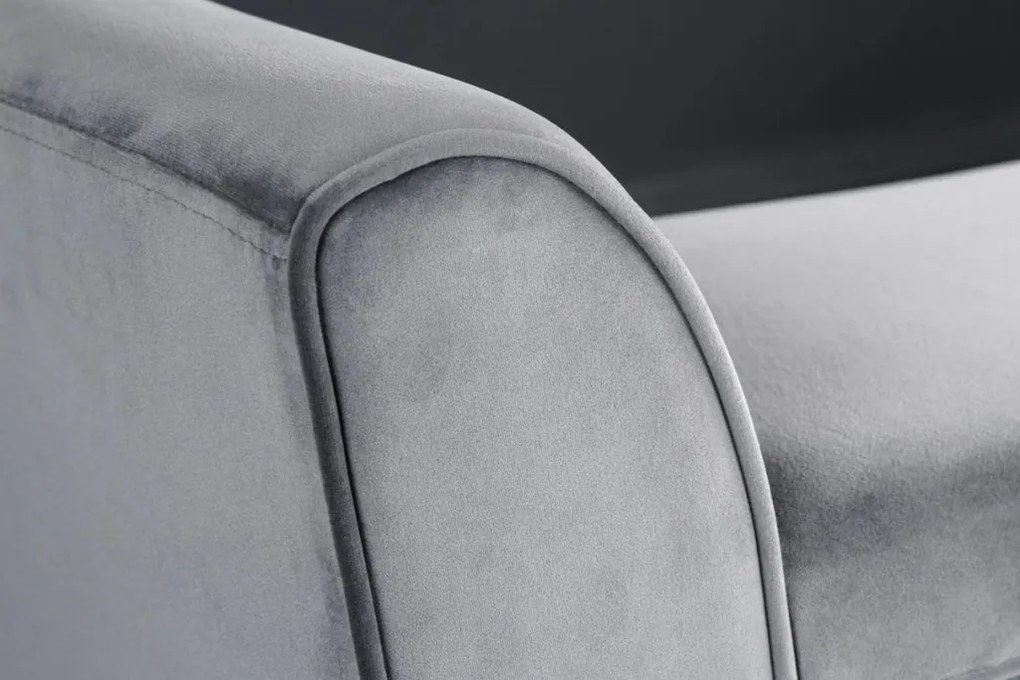 Bancheta eleganta, tapitata Scarlett 90cm, catifea gri A-43278 VC