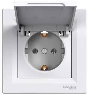 Priza simpla cu capac, IP20, alba, Schneider Asfora