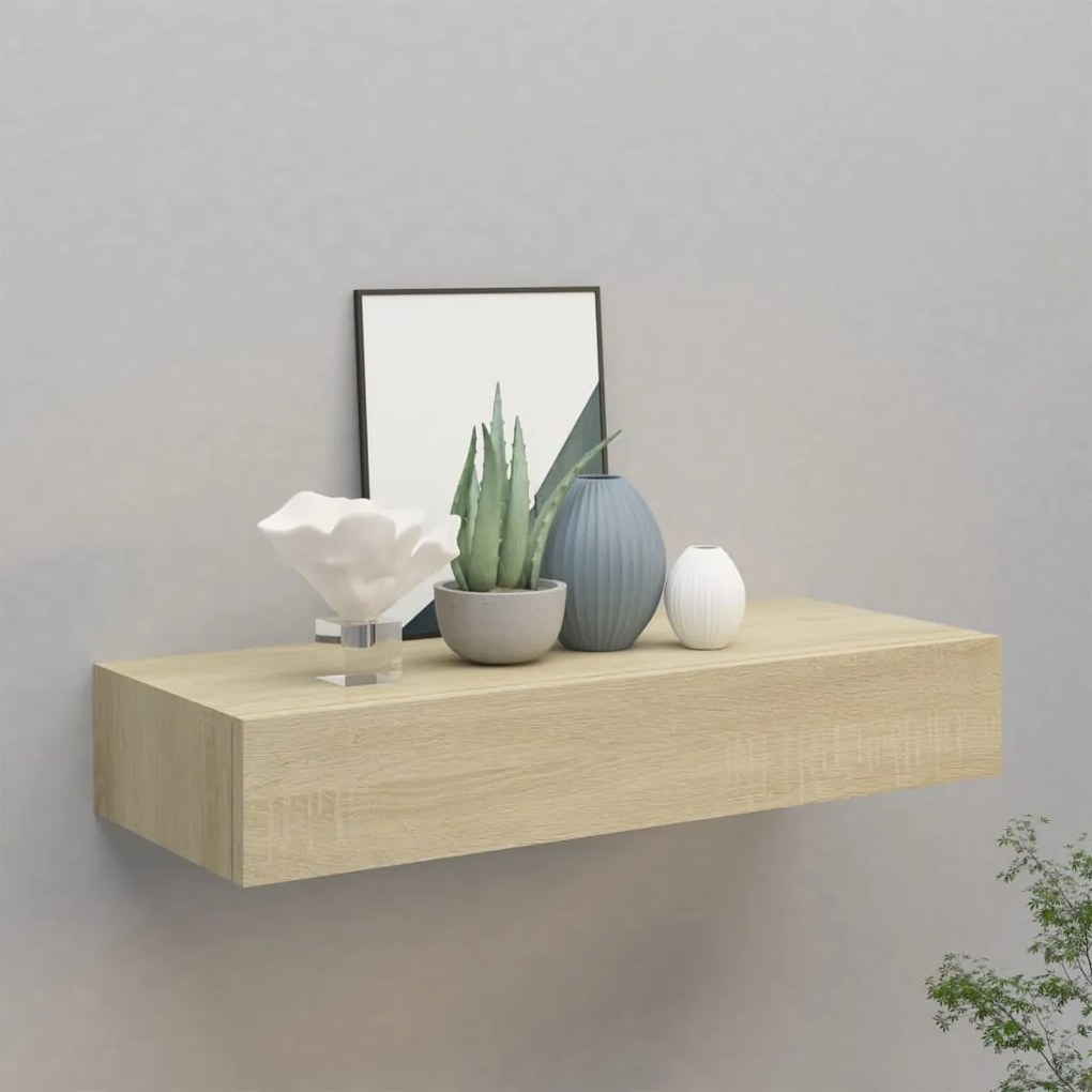 vidaXL Dulap de perete cu sertar, stejar, 60x23,5x10 cm, MDF