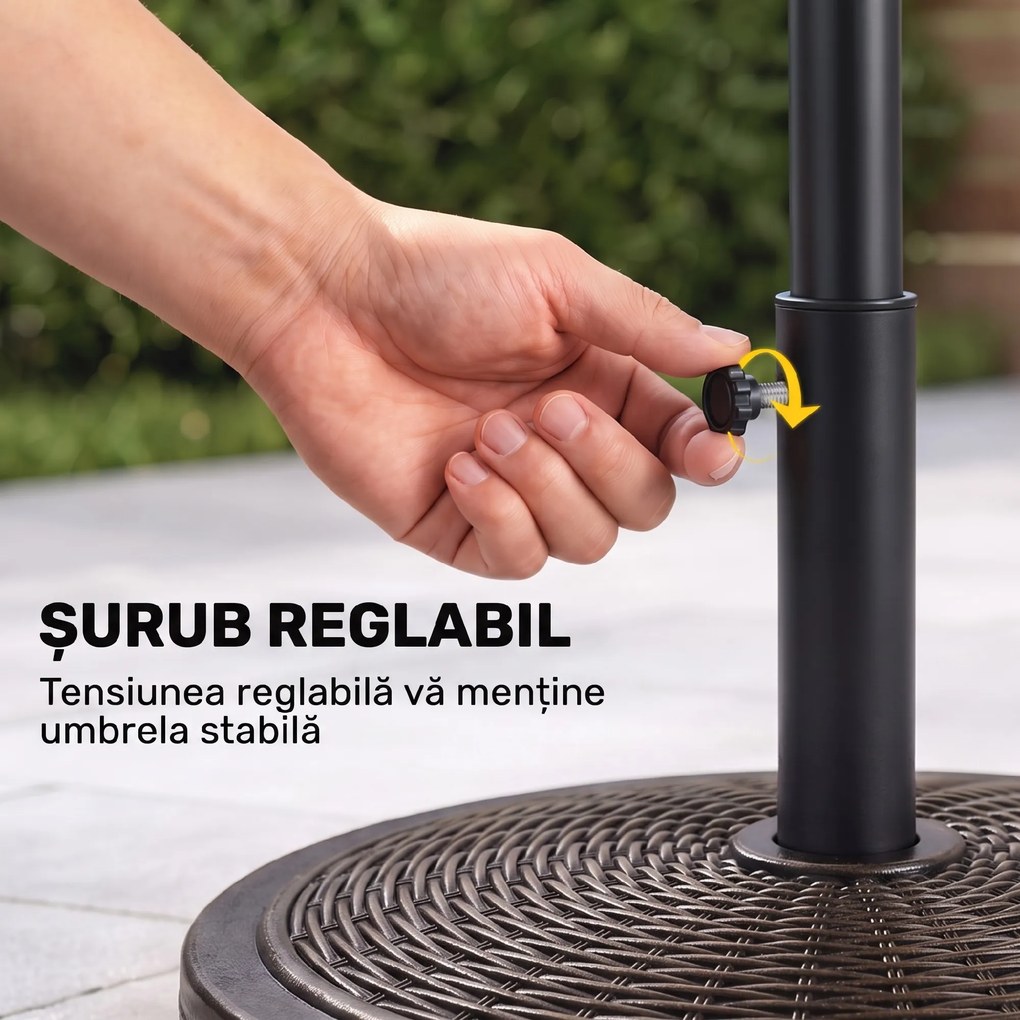 Outsunny Bază Umbrelă 14kg, Ciment și Plastic, Efect Ratan, Bronz | Aosom Romania