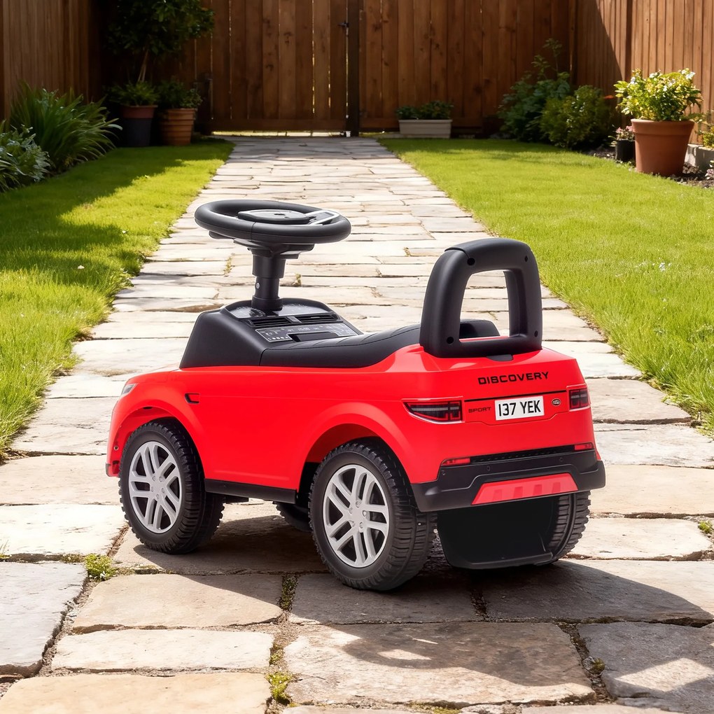 AIYAPLAY Mașinuță pentru Copii cu Licență Land Rover cu Claxon și Spațiu de Depozitare, 65,5x28x42 cm, Roșu | Aosom Romania