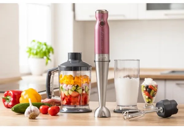 Mixer vertical 4 în 1 1200W/230V oțel inoxidabil/roz Sencor