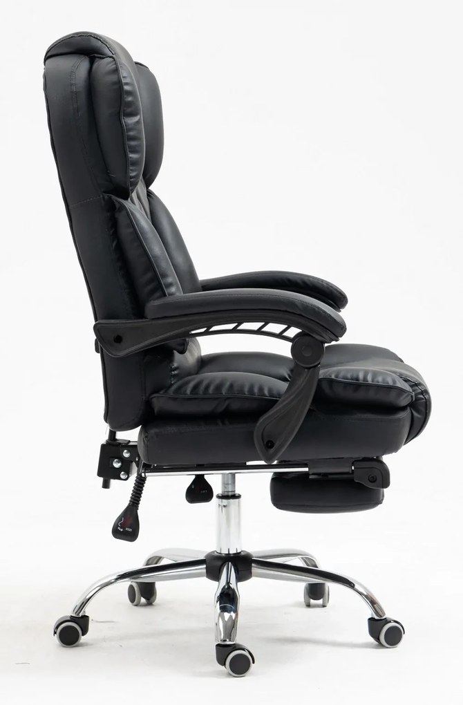 Scaun directorial, suport picioare, funcție recliner, SIB 818-2, PU, Negru