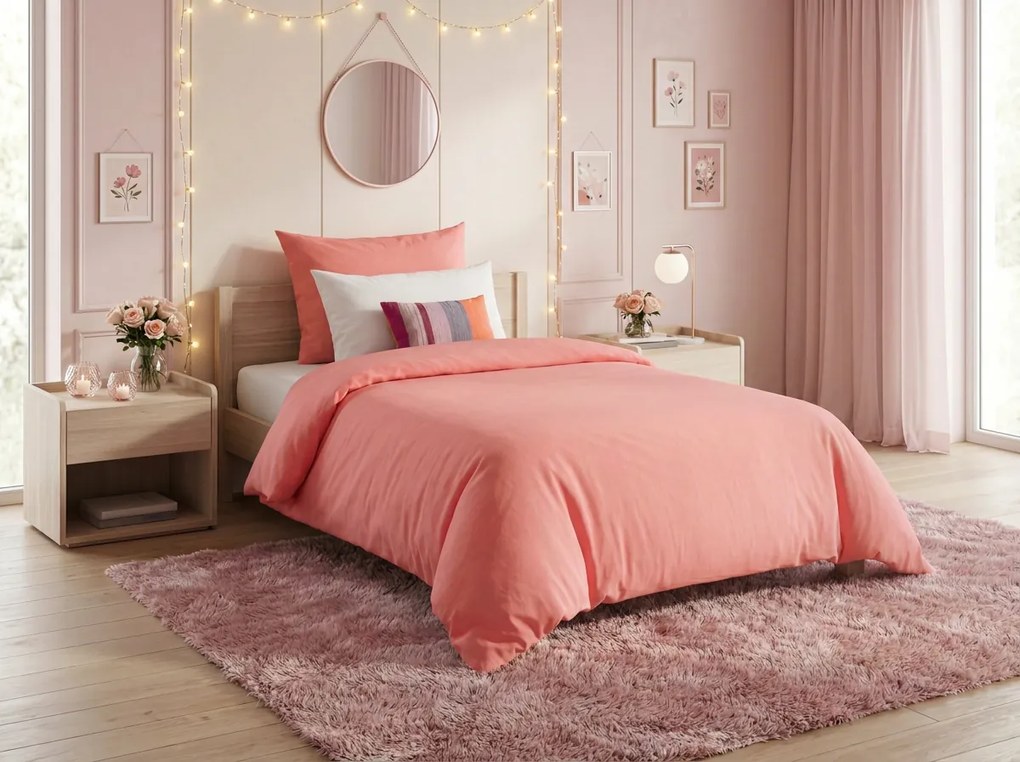 Lenjerie de pat din bumbac CALMORA roz Dimensiune lenjerie de pat: 2 buc 70 x 90 cm | 160 x 220 cm