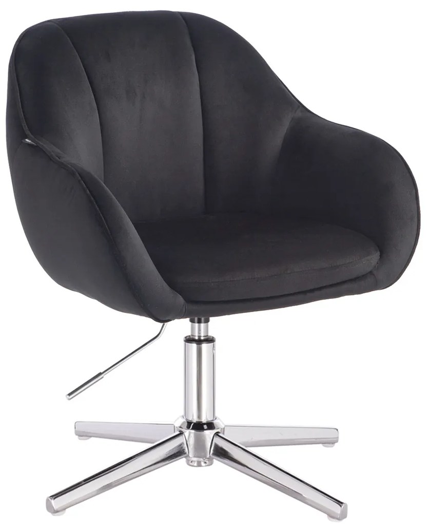 HR2055CROSS Scaun Neagră din Catifea cu Bază Cromata