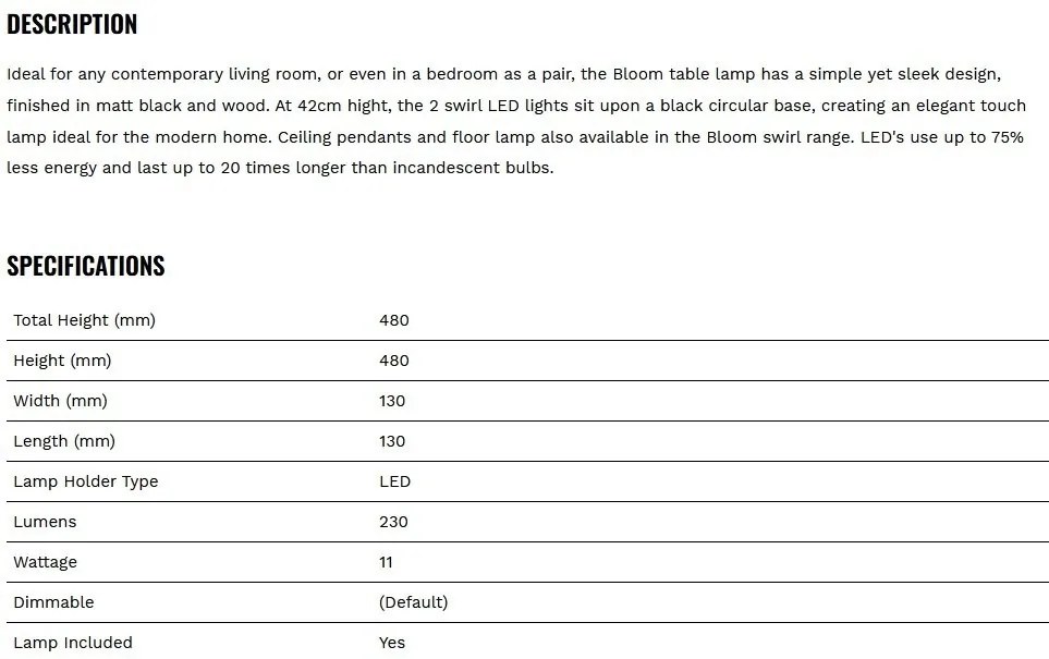 Veioza, Lampa de masa LED design modern Bloom Swirl