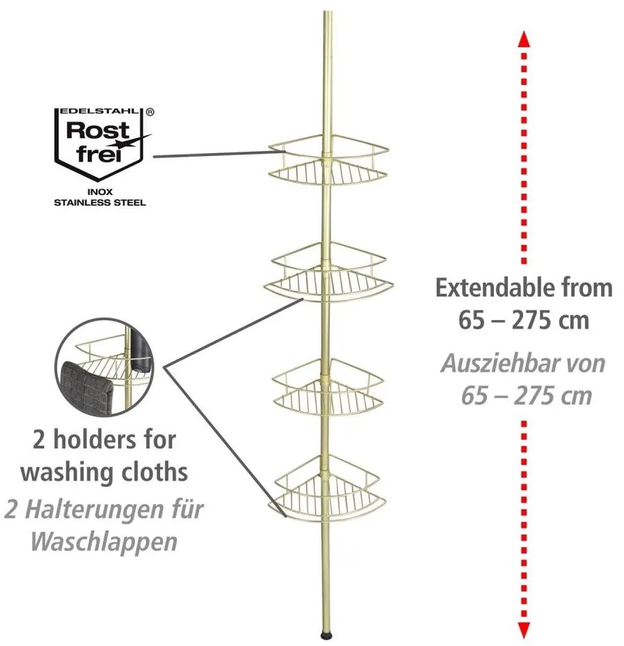 WENKO 24569100-Poliță de colț DOLCEDO 31x275 cm auriu