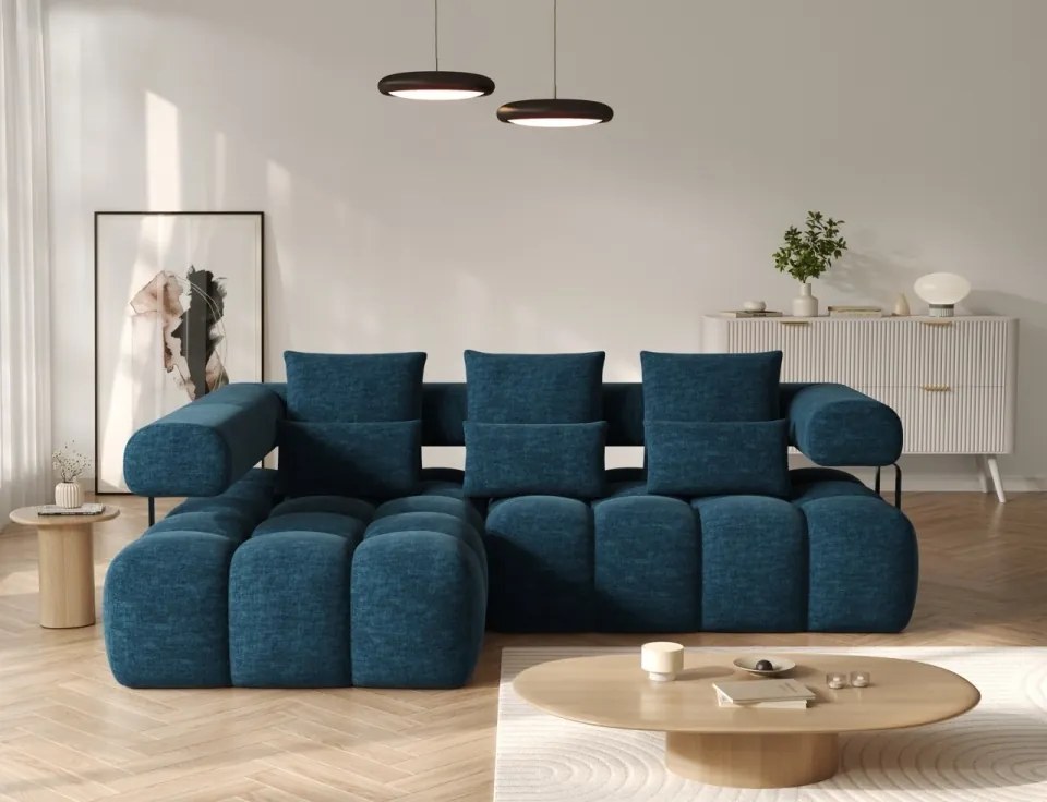 Colțar extensibil electric ELTAP Levvi Stânga 260x184 cm | Funcție pat 110x187 | Design modern premium (Culoare: Bej deschis / Bazalt 18)