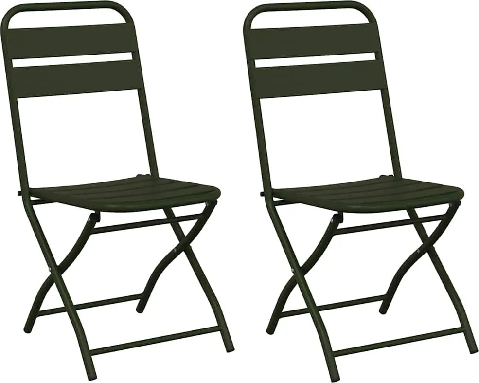 vidaXL Scaun pliabil pentru grădină 2 pcs Verde 42 x 52 x 82cm