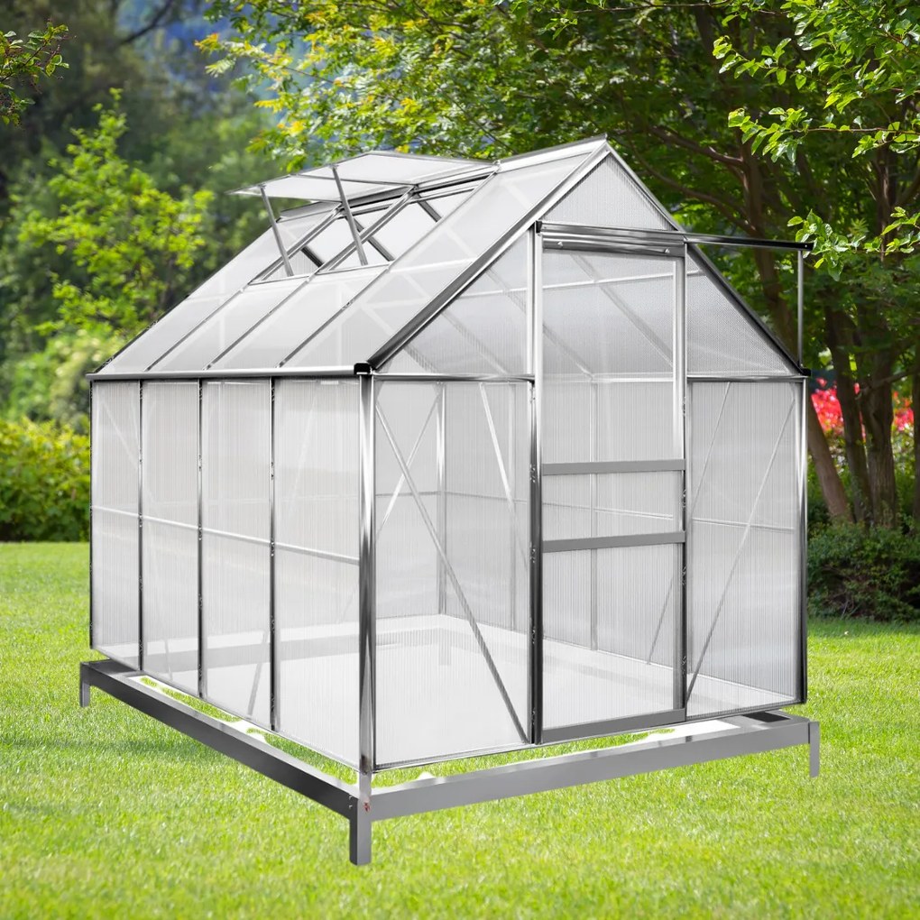 Sera de grădină din policarbonat cu bază M4, 250x190x195cm, transparent Gardebruk