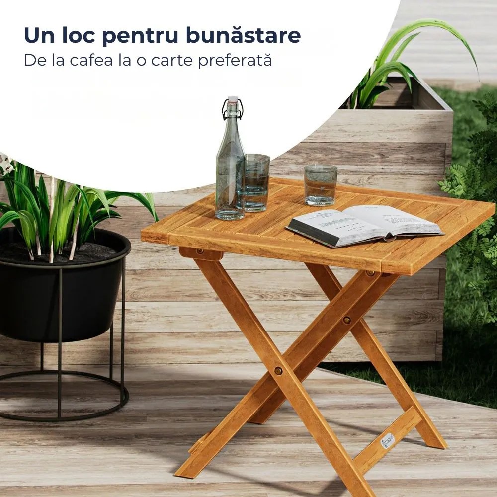 Măsuță VITEK din lemn de acacia, 46x46x46cm, maro Casaria