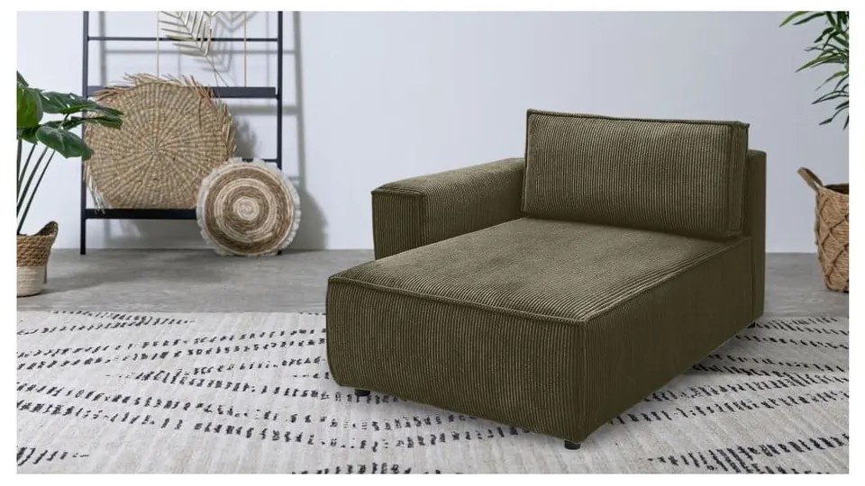 Modul pentru canapea verde deschis cu tapițerie din catifea reiată (cu colț pe partea stângă ) Nihad modular – Bobochic Paris