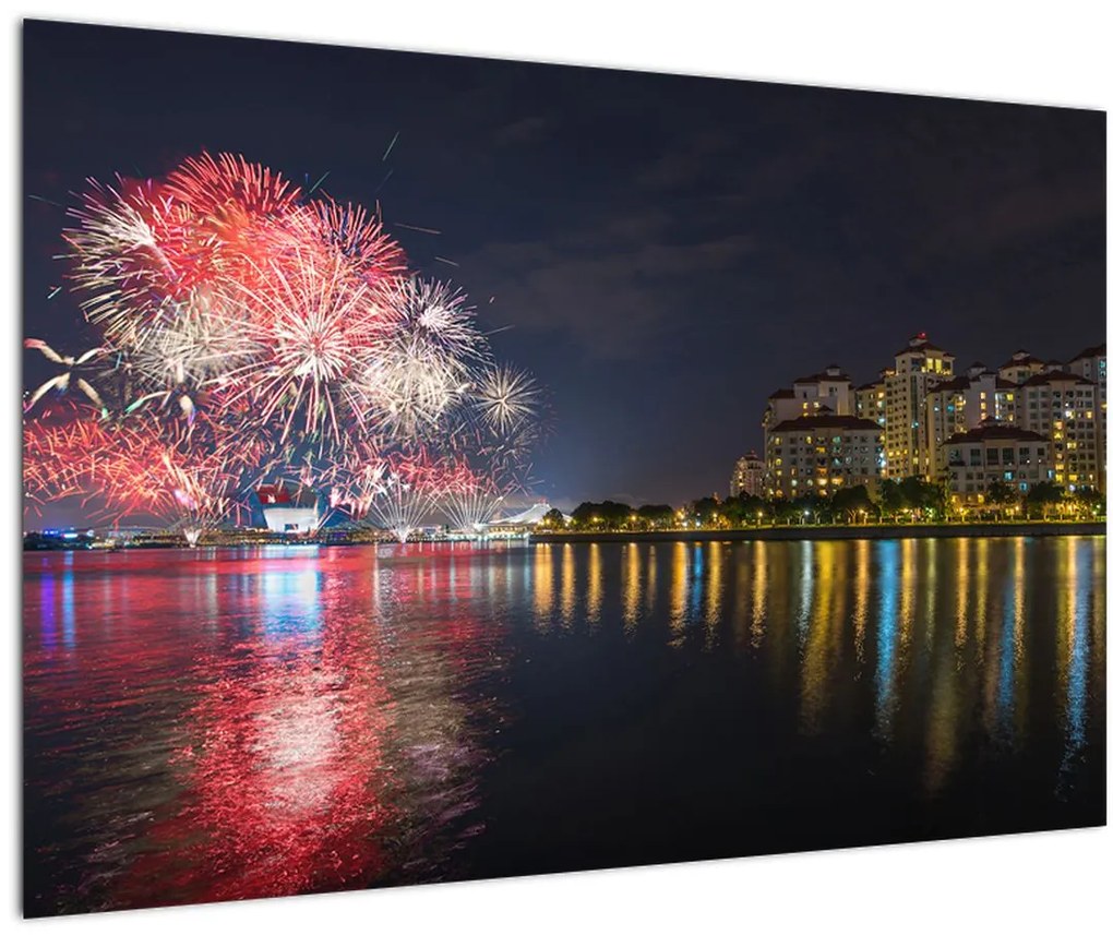 Tablou cu artificii in Singapur (90x60 cm)