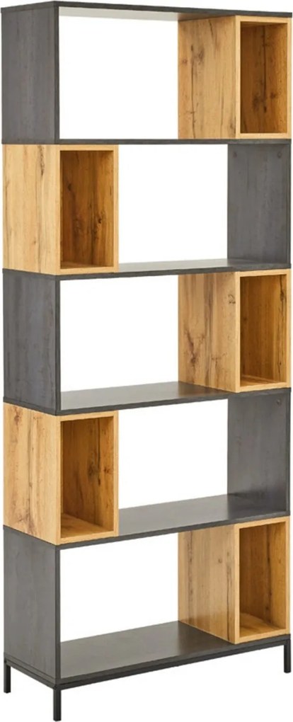 Biblioteca KIKO, stejar/gri antracit, 80x30x194 cm