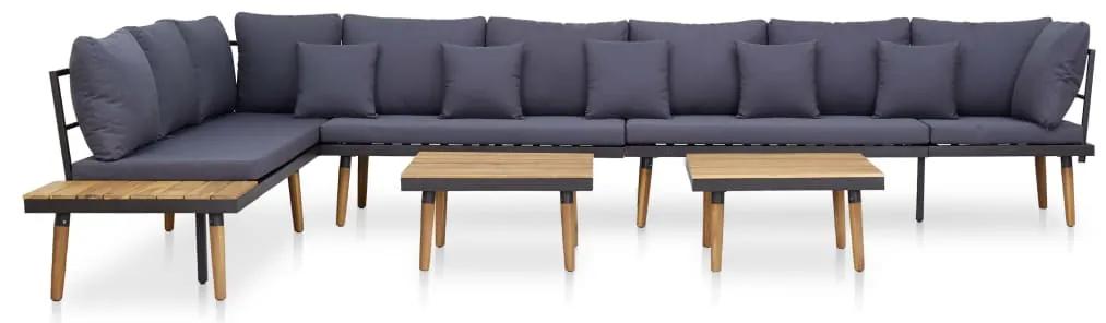 Set mobilier de gradina cu perne 8 locuri lemn masiv de acacia