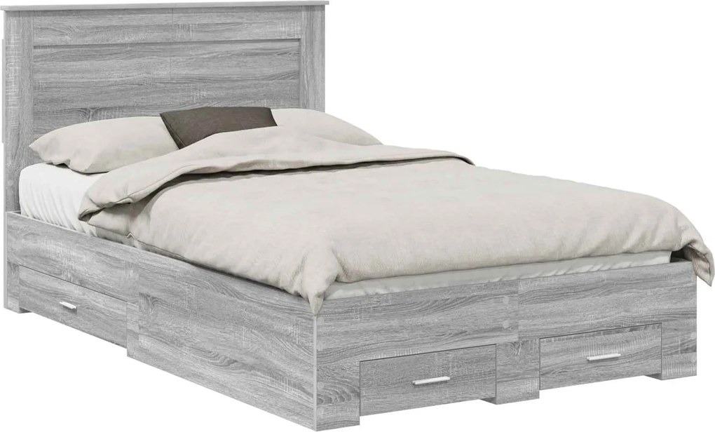 vidaXL Cadru de pat cu sertar cu headboard cu depozitare Lemn compozit