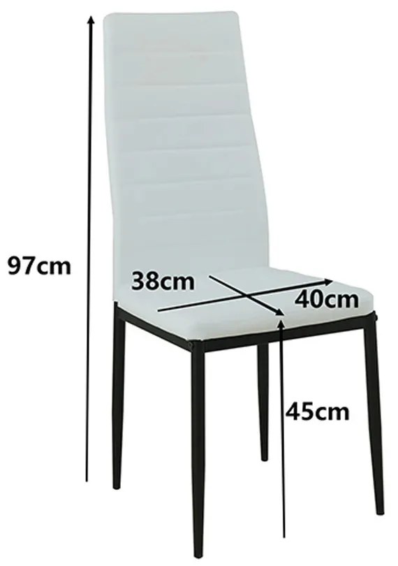 Set de masă Verna 4+1 alb-negru