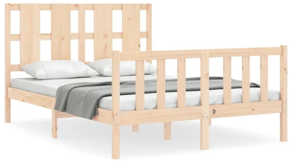 3192211 vidaXL Cadru de pat cu tăblie, 140x190 cm, lemn masiv