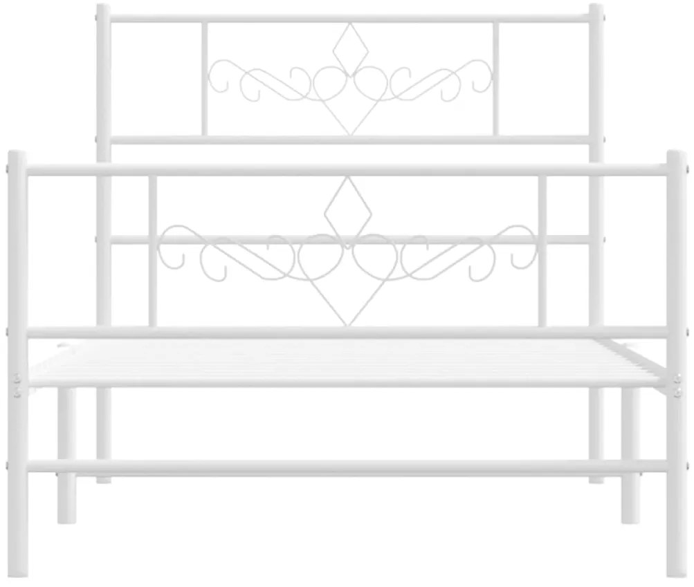 Cadru de pat metalic cu tablie de cap/picioare, alb, 75x190 cm