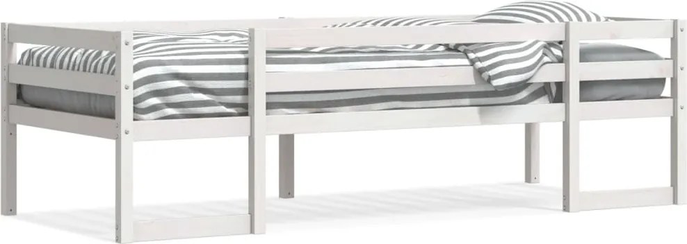 vidaXL Cadru de pat pentru copii, alb, 90x200 cm, lemn masiv de pin