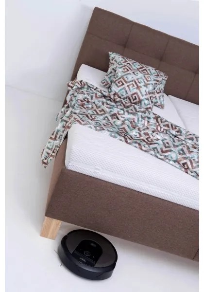 Pat tapițat cu spațiu de depozitare MARIA, 160 x 200 cm, fără saltea, maro