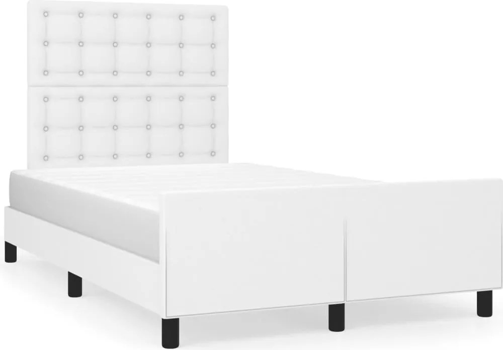 vidaXL Cadru de pat fără saltea alb 120x190 cm piele artificială