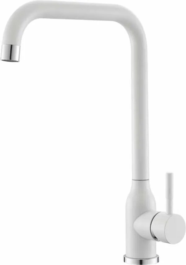 Baterie bucatarie monocomanda Inter Ceramic finisaj alb-granit mat