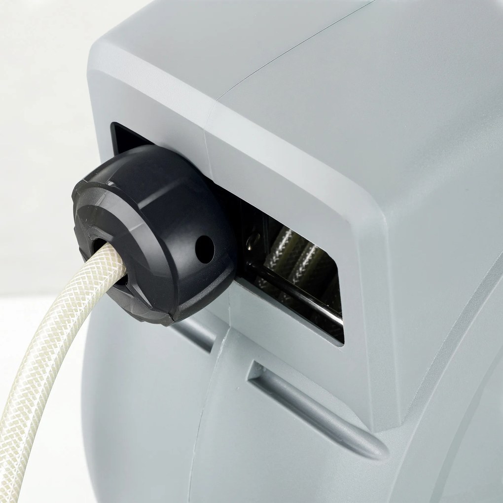 Outsunny Tabur pentru Furtun Retractabil cu Furtun de Apă 30+2 m, Rotativ la 180°, 50x23x45 cm, Verde | Aosom Romania