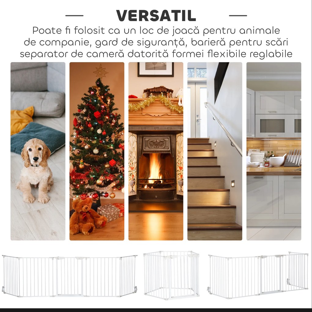 PawHut Gard Pliabil și Modular pentru Câini cu 3 Panouri Alb | Aosom Romania