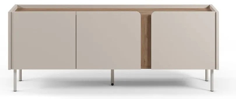 Comodă TV crem/în culoare naturală cu aspect de lemn de stejar 140x53x35 cm Lucile – Marckeric