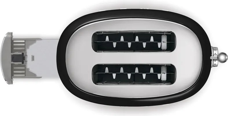 Prаjitor de pаine SMEG 50's Style TSF01BLMEU, 950 W, 2 felii, 6 trepte, Tava pentru firimituri, Cablu integrat, Otel inoxidabil, Negru mat