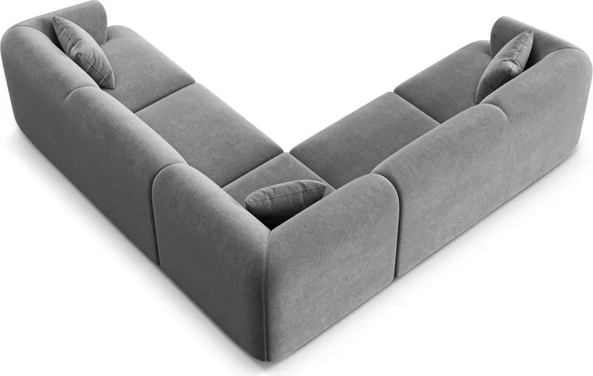 Colțar gri deschis cu tapițerie din catifea Campi – Cosmopolitan Design