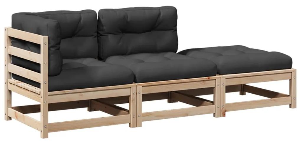 3295830 vidaXL Set canapele de grădină cu perne, 3 piese, lemn masiv de pin