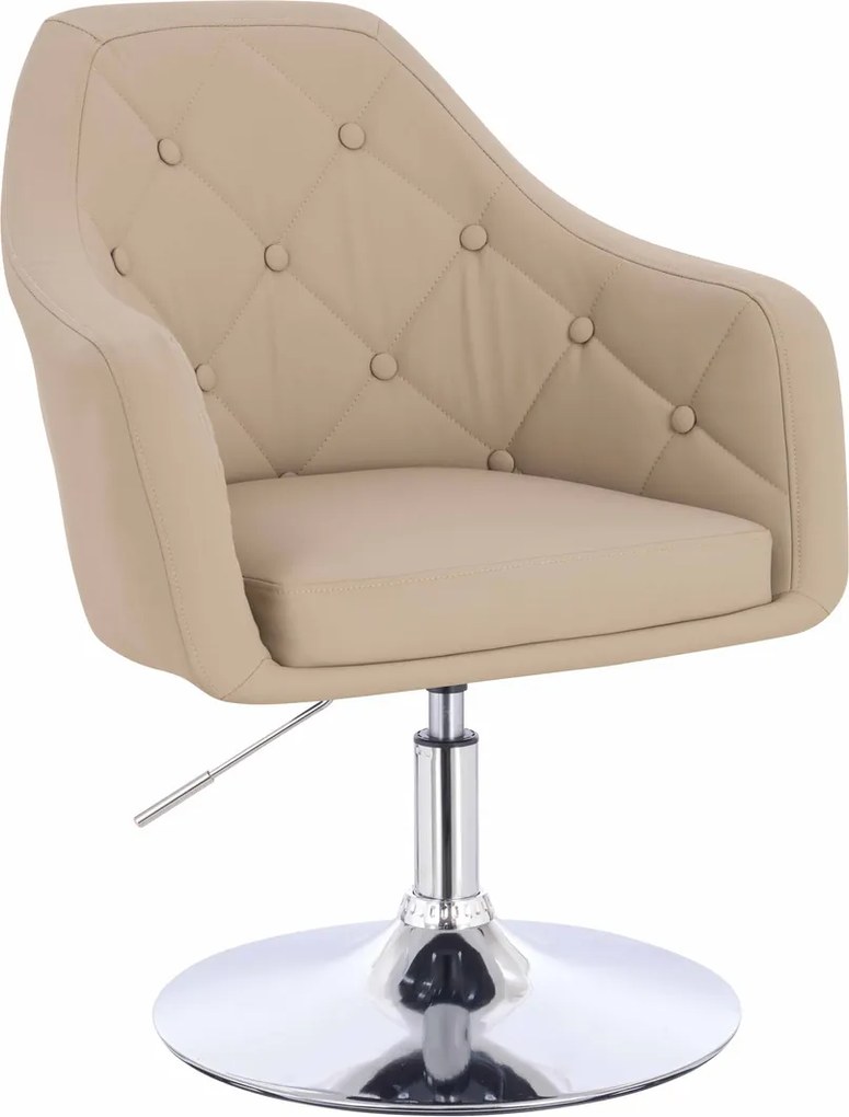 HR831N Scaun Crem Piele Ecologica Premium Soft cu Bază Cromata