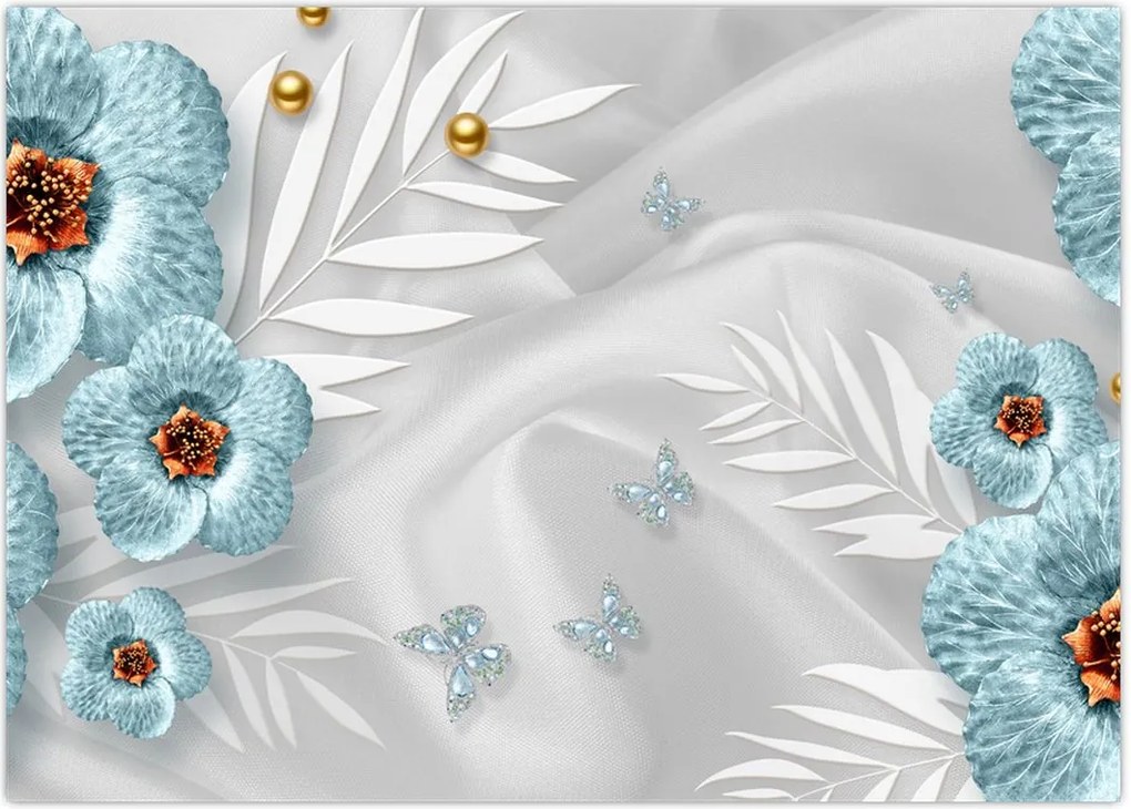 Tablou - 3D Flori albastre (70x50 cm)