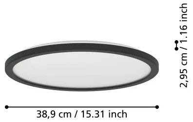 Plafonieră LED RGBW dimabilă de exterior Eglo 901464 ROVITO-Z 18,5W/230V d. 38,9 cm IP44 negru