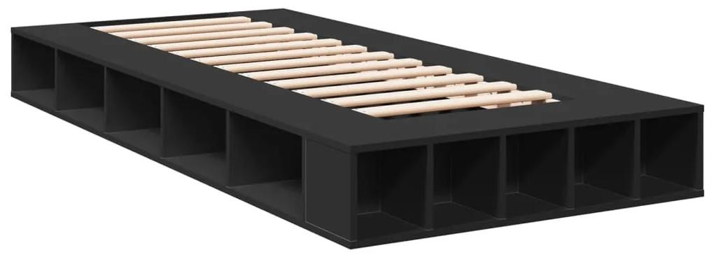 3280525 vidaXL Cadru de pat, negru, 90x190 cm, lemn prelucrat