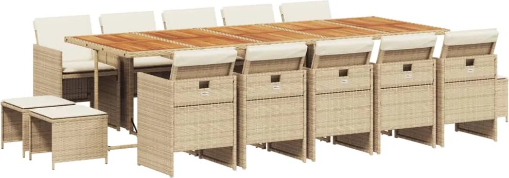 vidaXL Set mobilier de grădină cu perne, 15 piese, bej, poliratan