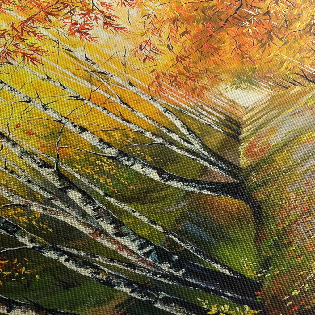 Tablou - Alee romantică de-a lungul apei, pictură în ulei (120x50 cm)